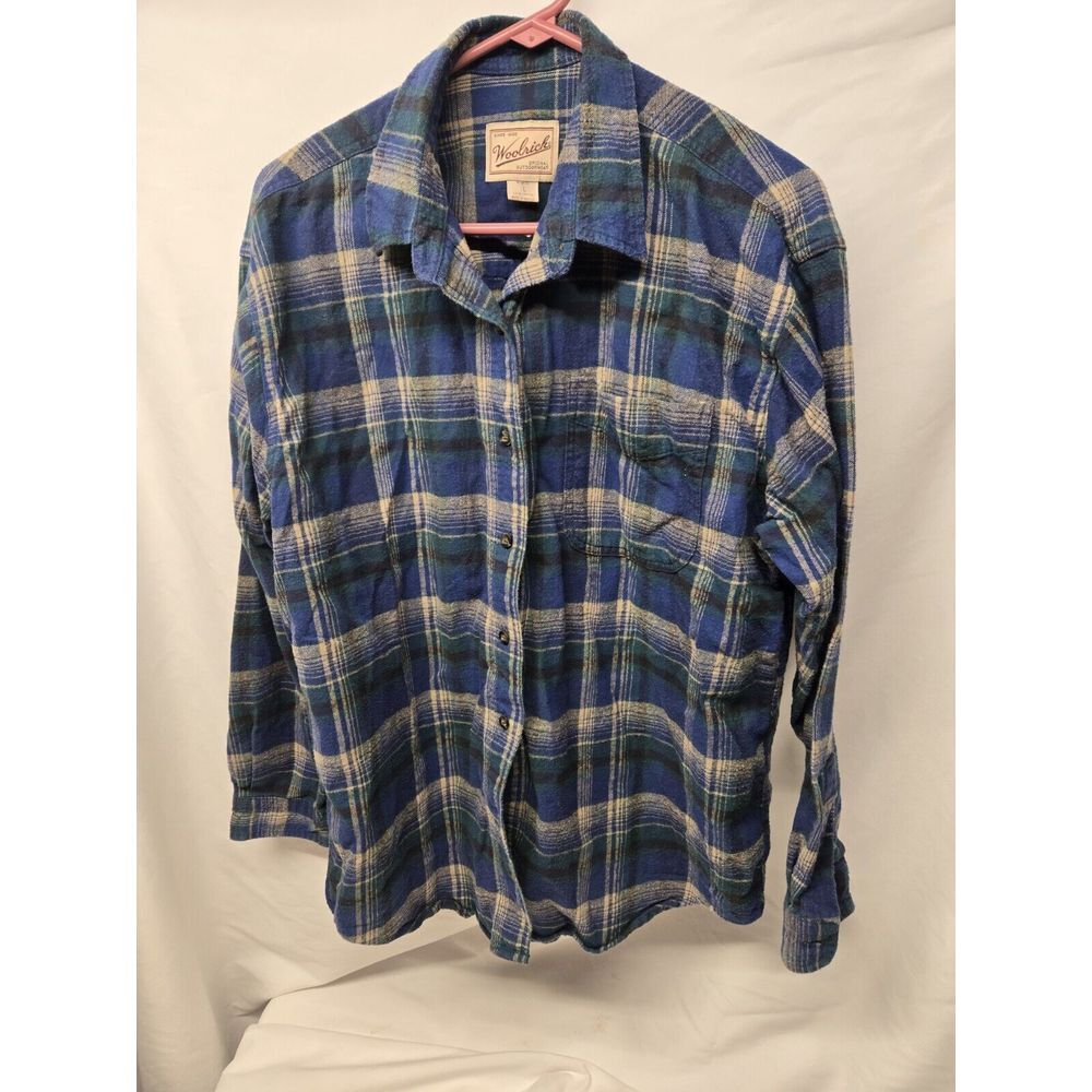 Woolrich Green Blue Flannel Cotton Button Front Shirt Womens‎ Large